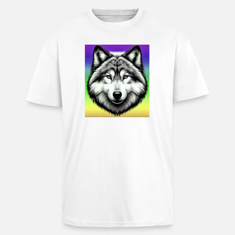 Wolf - Unisex Oversized Heavyweight T-shirt - white