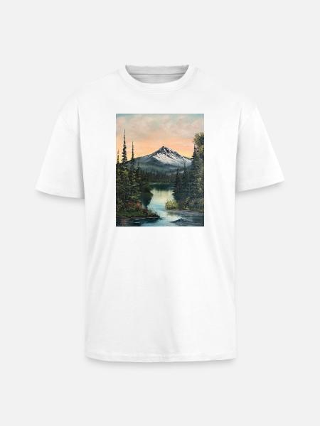 Bergsee im Abendlicht - Oversized Heavyweight Unisex T-Shirt - Weiß