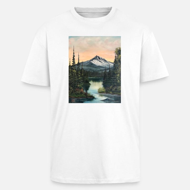 Bergsee im Abendlicht - Oversized Heavyweight Unisex T-Shirt - Weiß