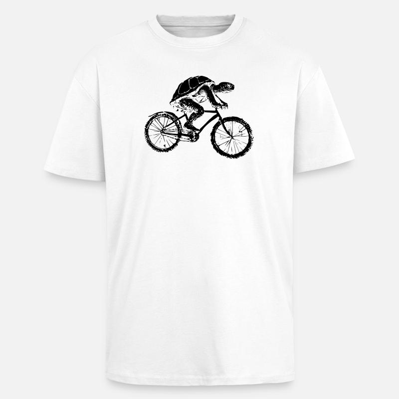 Bicycle Turtle - Unisex Oversized Heavyweight T-shirt - white