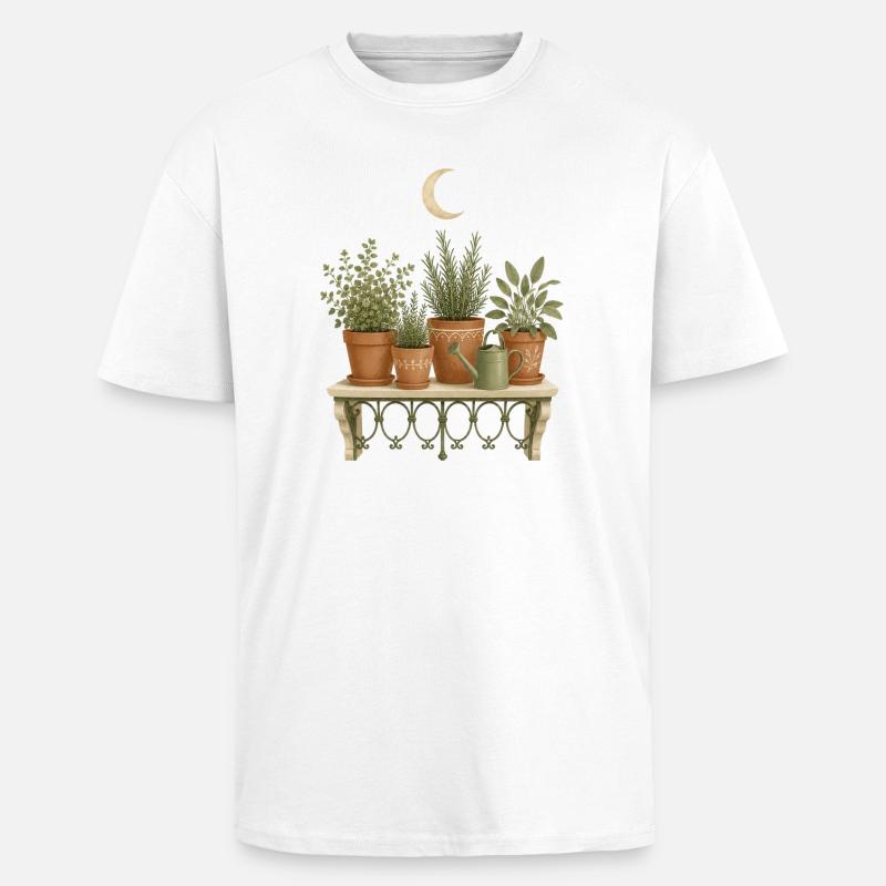 Herb Balcony Moonlight - Unisex Oversized Heavyweight T-shirt - white