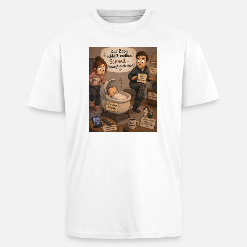 Baby schläft endlich – Chaos zu Hause - Oversized Heavyweight Unisex T-Shirt - Weiß