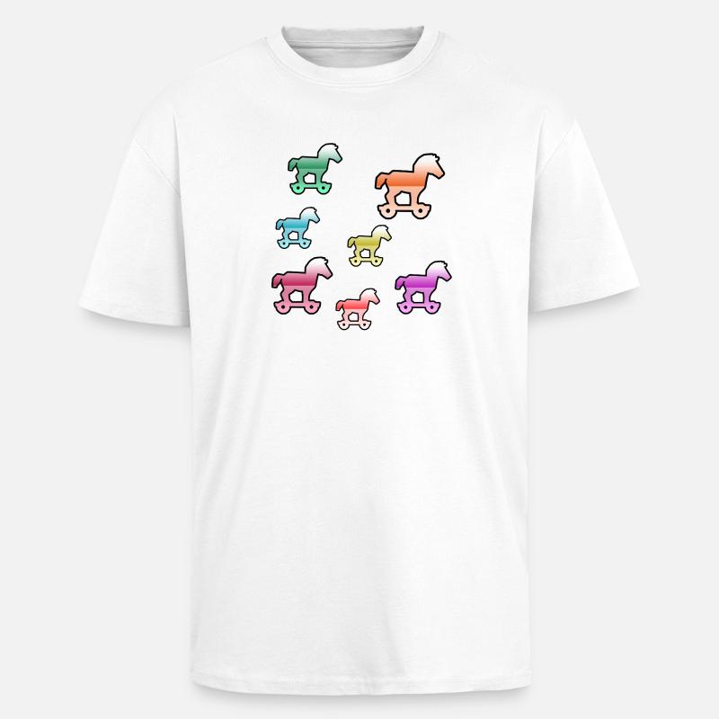 Chevaux - T-shirt unisexe oversize épais - blanc