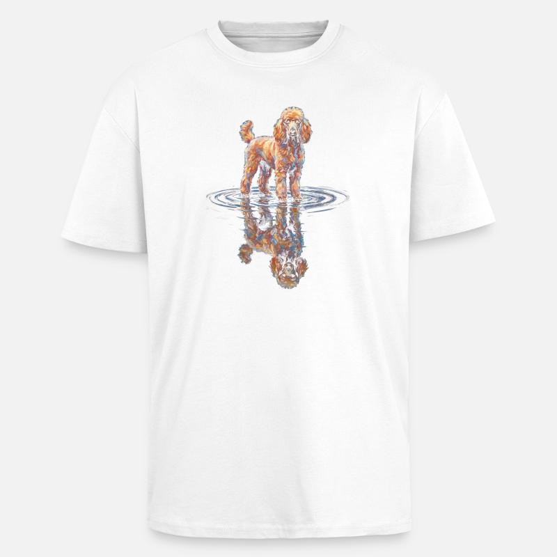 Poodle with water reflection - Unisex Oversized Heavyweight T-shirt - white