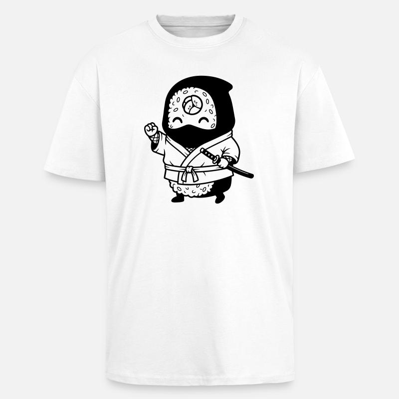 Sushi Samurai Kawaii - Oversized Heavyweight Unisex T-Shirt - Weiß