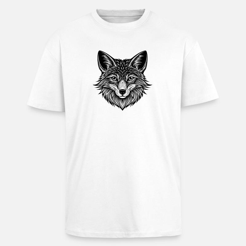 Visage de renard - T-shirt unisexe oversize épais - blanc