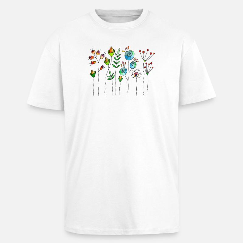 Fleur - T-shirt unisexe oversize épais - blanc