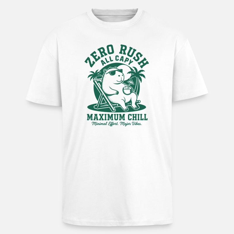 Zero Rush Capybara Chill - Unisex Oversized Heavyweight T-shirt - white