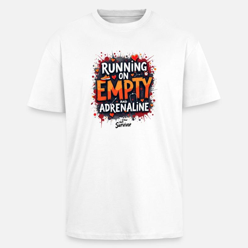 Laufend auf Leere und Adrenalin - Oversized Heavyweight Unisex T-Shirt - Weiß
