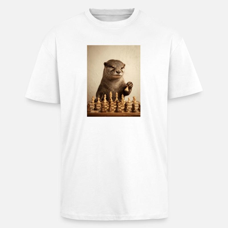 Otter playing chess - Unisex Oversized Heavyweight T-shirt - white