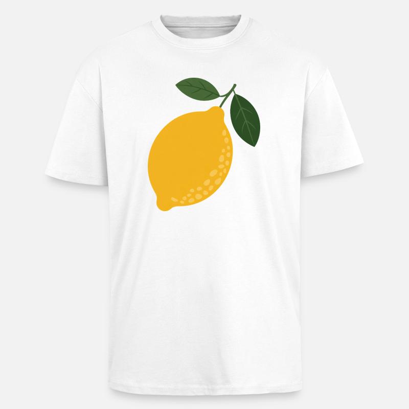 Zitrus-Illustration mit Zitronenblättern - Oversized Heavyweight Unisex T-Shirt - Weiß