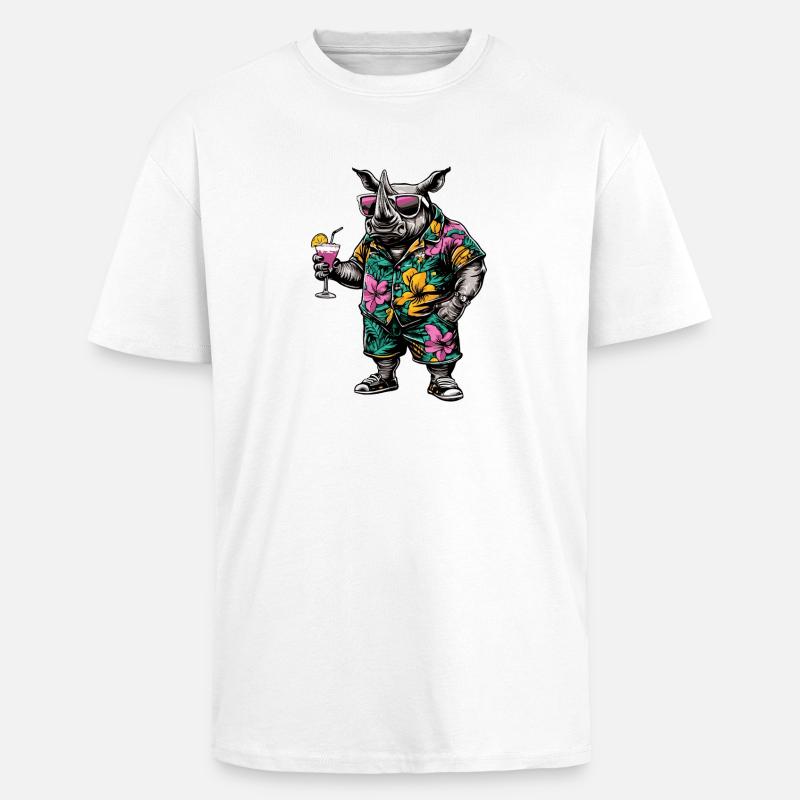 Rhino Comic Summer - Unisex Oversized Heavyweight T-shirt - white
