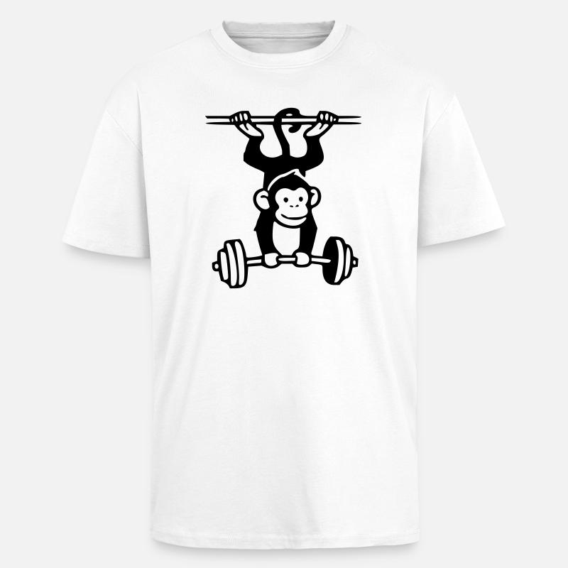 Primate Power - Gym Monkey - Unisex Oversized Heavyweight T-shirt - white