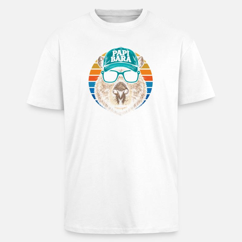 Biber mit Retro Cap und Sonnenbrille - Oversized Heavyweight Unisex T-Shirt - Weiß