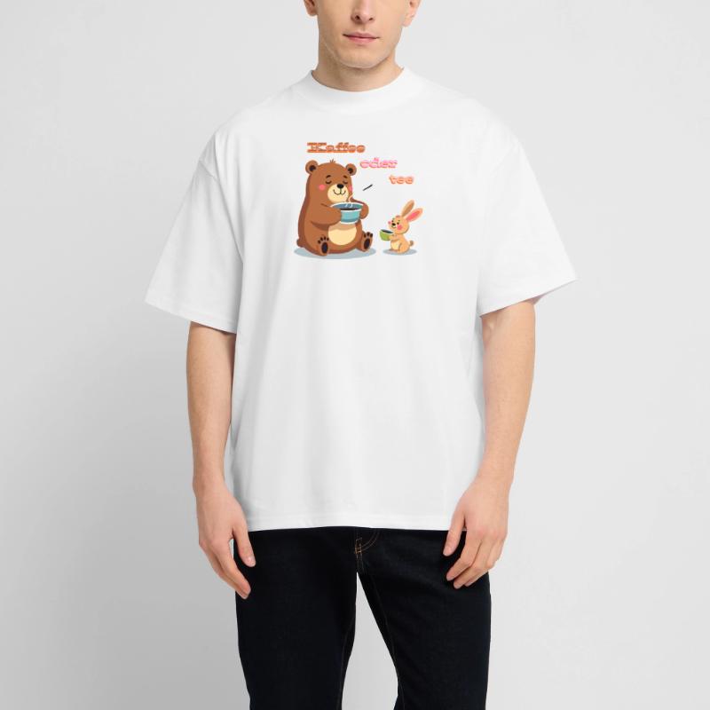 Kaffee oder Tee? Müder Bär und Hase Morgenmuffel Oversized Heavyweight Unisex T-Shirt