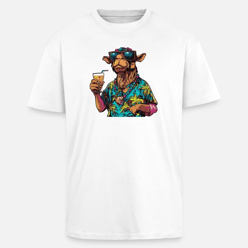Kamel Comic Sommer - Oversized Heavyweight Unisex T-Shirt - Weiß