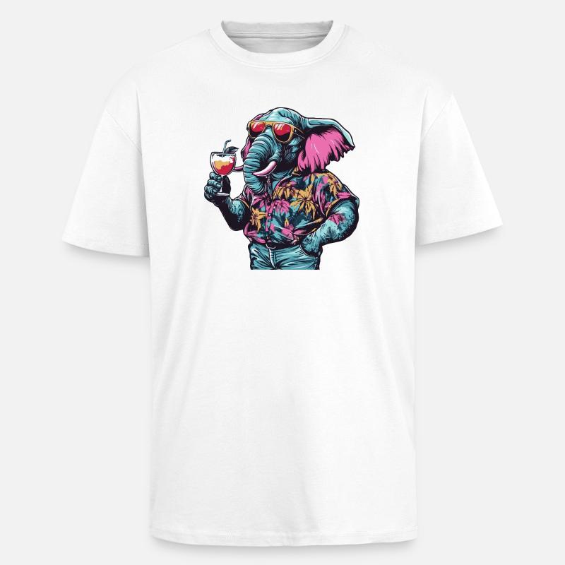 Elefant Comic Sommer - Oversized Heavyweight Unisex T-Shirt - Weiß