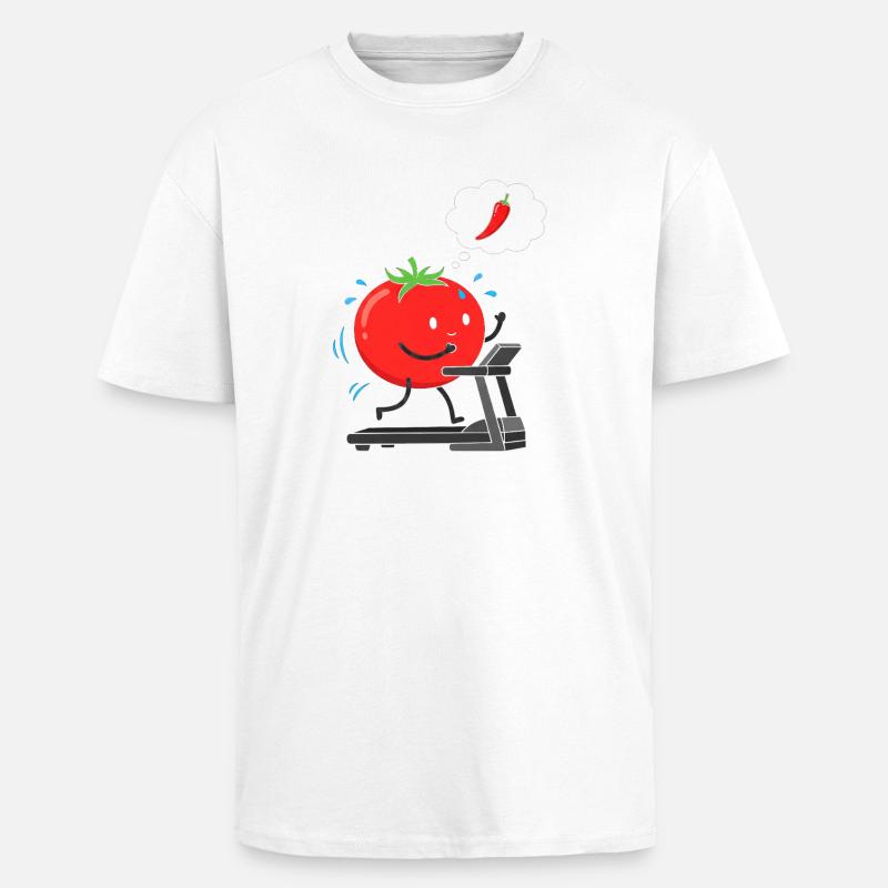 Tomate auf Laufband - Oversized Heavyweight Unisex T-Shirt - Weiß