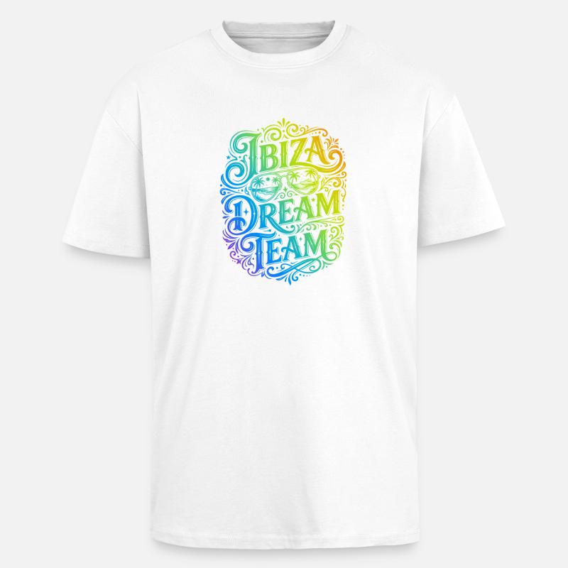 Ibiza Dream Team Bunt - Oversized Heavyweight Unisex T-Shirt - Weiß