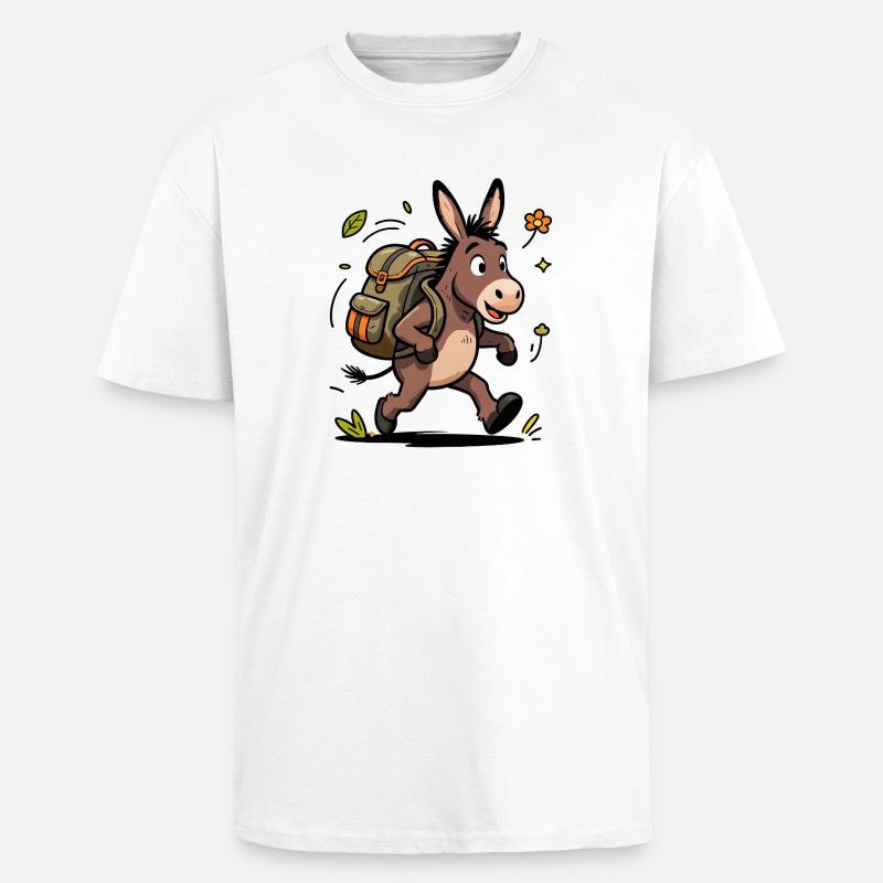 Aventure d'Âne Randonneur - T-shirt unisexe oversize épais - blanc