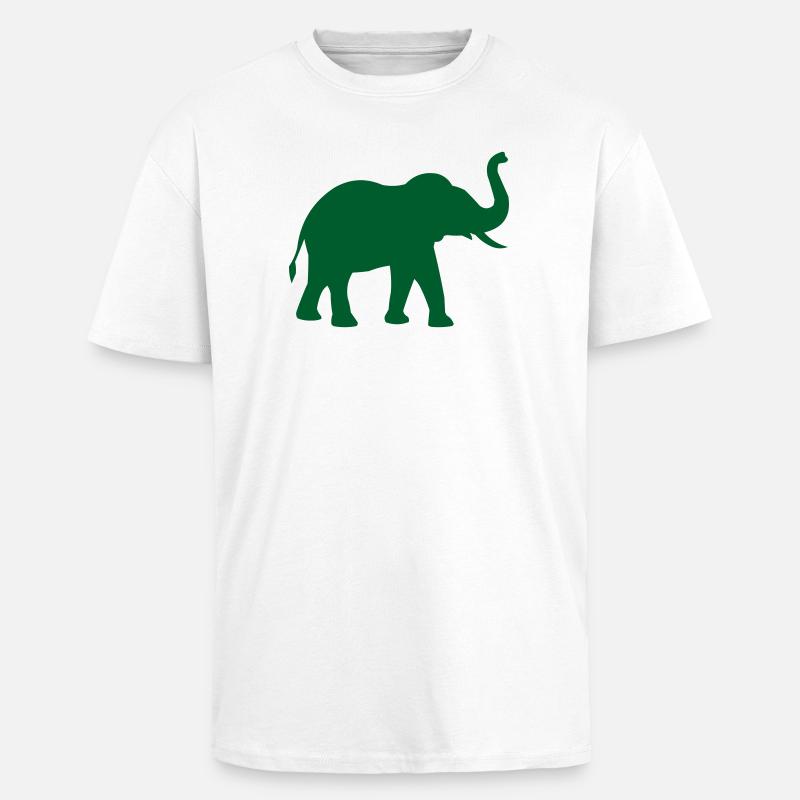 Elephant silhouette in green - Unisex Oversized Heavyweight T-shirt - white