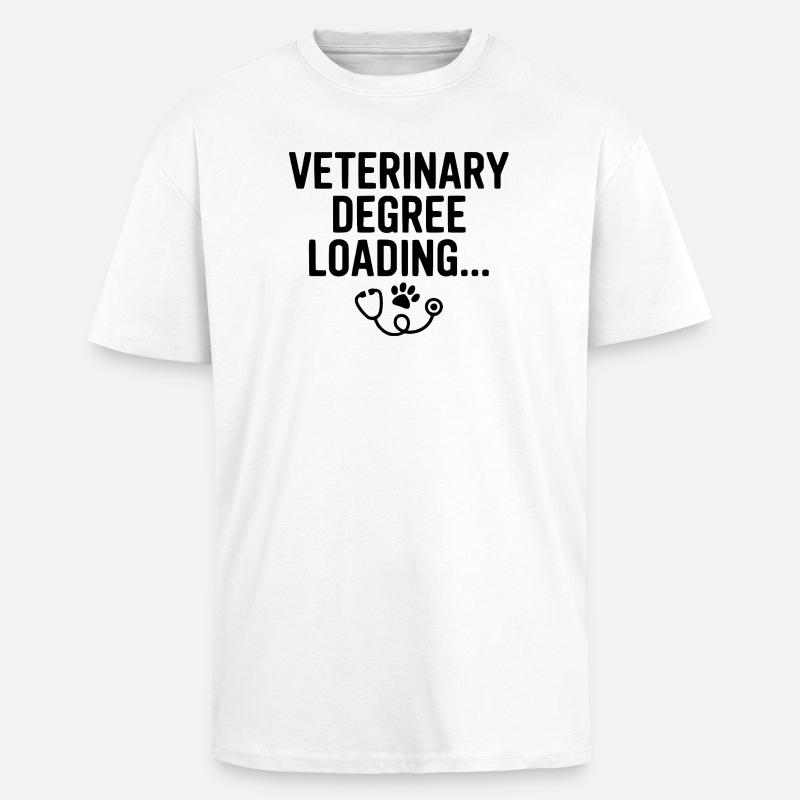 Veterinary Degree Loading... - Unisex Oversized Heavyweight T-shirt - white