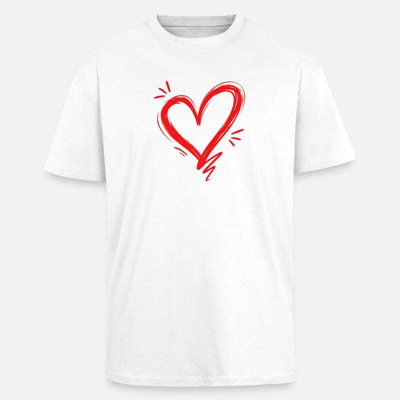 Heart - Unisex Oversized Heavyweight T-shirt - white