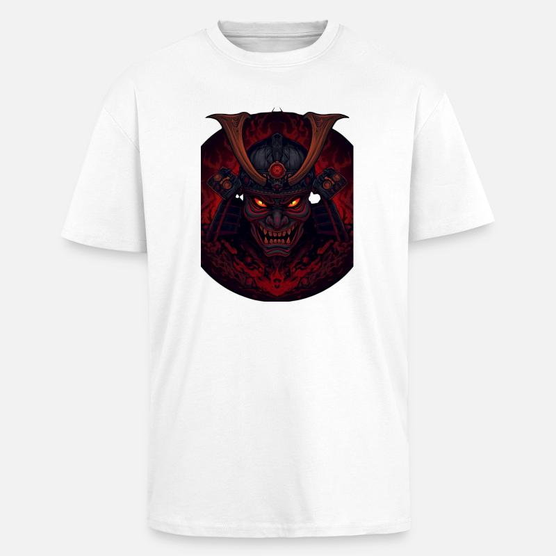 Démon Samourai - T-shirt unisexe oversize épais - blanc