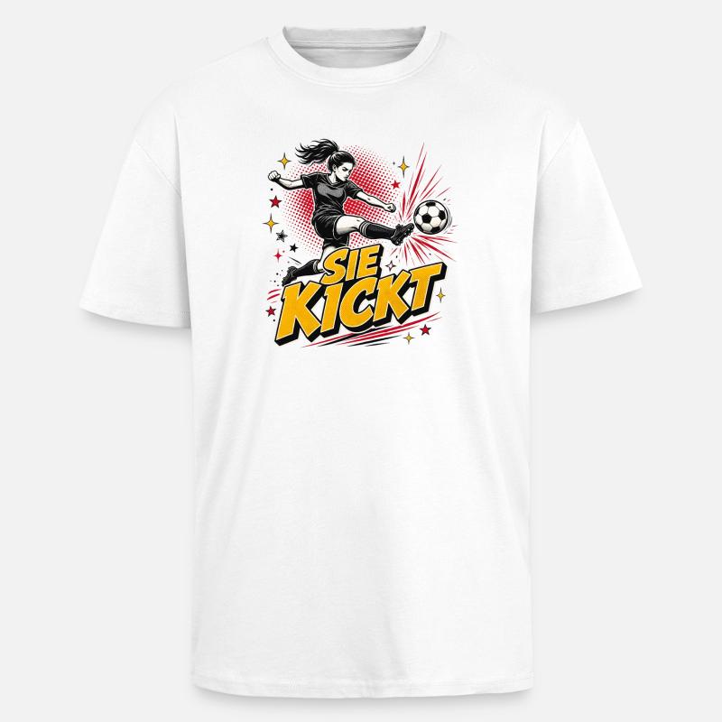 Sie Kickt Comic Fußballheldin - Oversized Heavyweight Unisex T-Shirt - Weiß