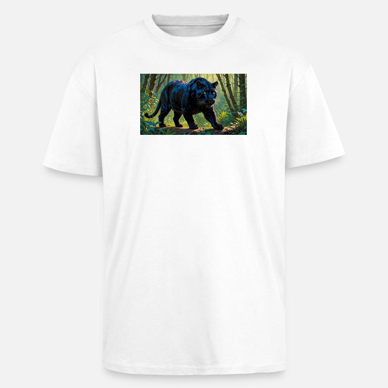 Panthère noire - T-shirt unisexe oversize épais - blanc