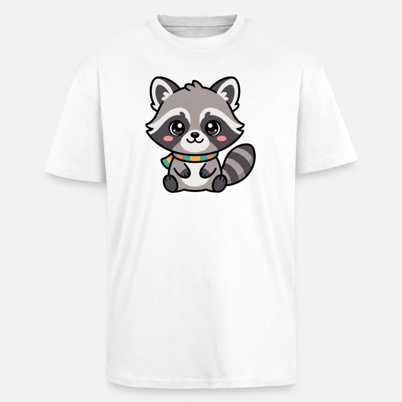 Raton laveur câlin avec écharpe - T-shirt unisexe oversize épais - blanc