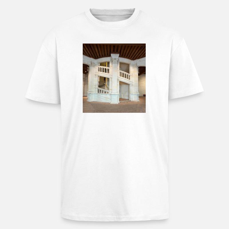 Escalier à double révolution - T-shirt unisexe oversize épais - blanc