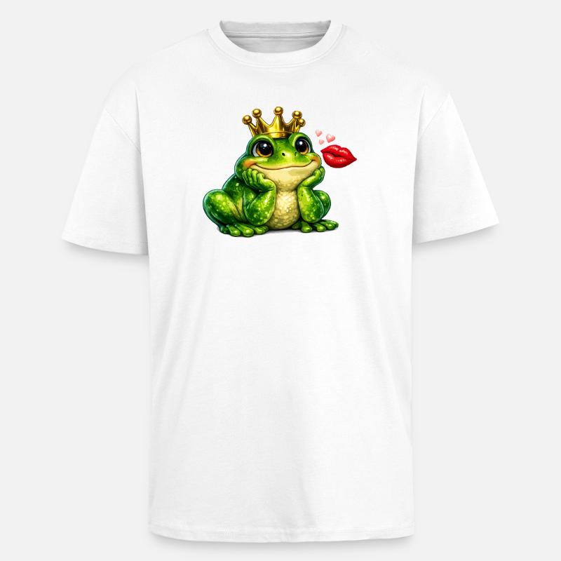 Kronfrosch-Kuss-Design - Oversized Heavyweight Unisex T-Shirt - Weiß