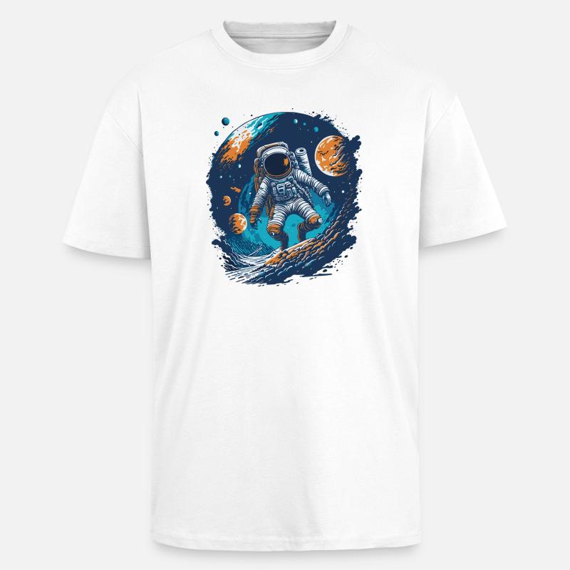 Astronaute dans l’espace - T-shirt unisexe oversize épais - blanc