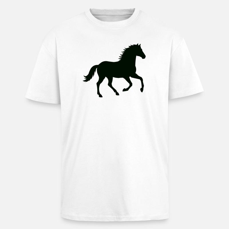Silhouette de cheval au galop - T-shirt unisexe oversize épais - blanc