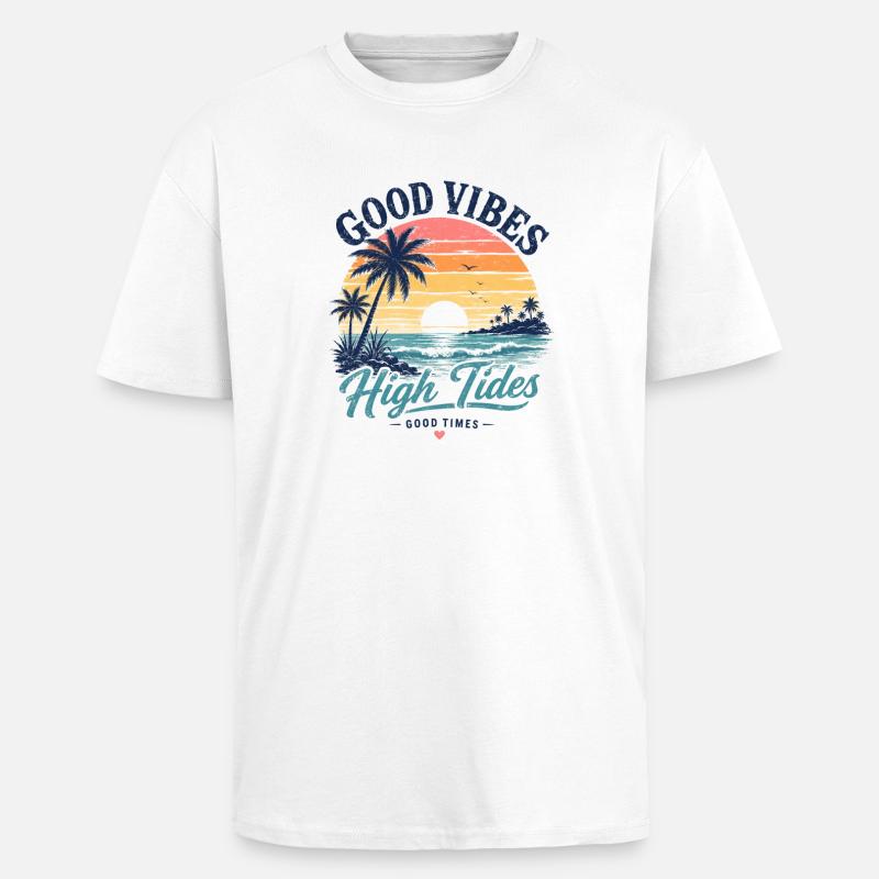 Vibes High Tides Sunset - Unisex Oversized Heavyweight T-shirt - white