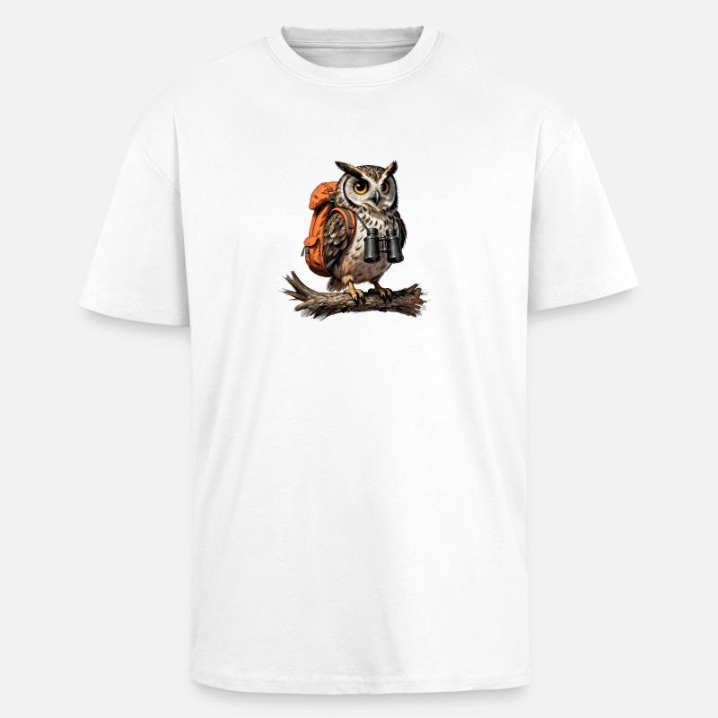 Erkundungseule und Wandertasche - Oversized Heavyweight Unisex T-Shirt - Weiß