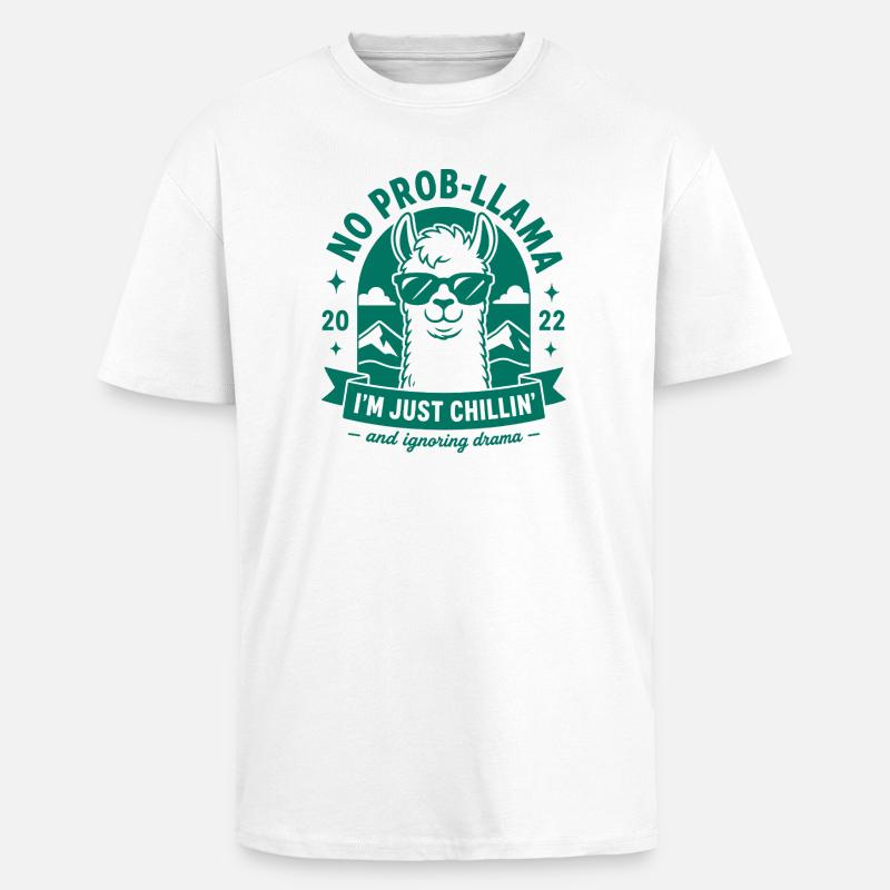 Caffeine Llamaste No Drama - T-shirt unisexe oversize épais - blanc