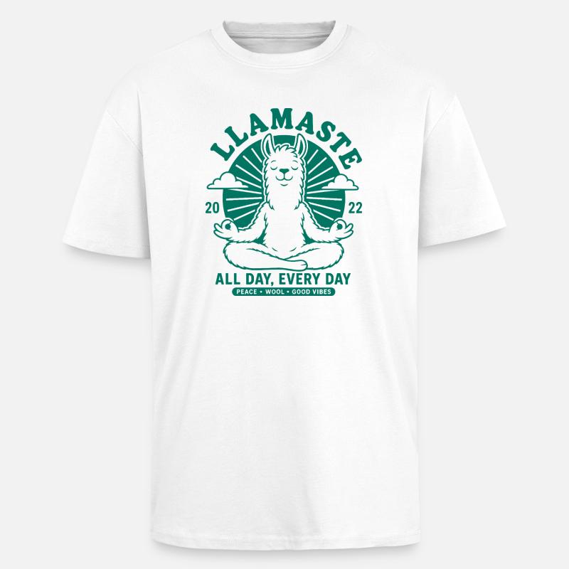 Pas de souci Llama, détends-toi - T-shirt unisexe oversize épais - blanc