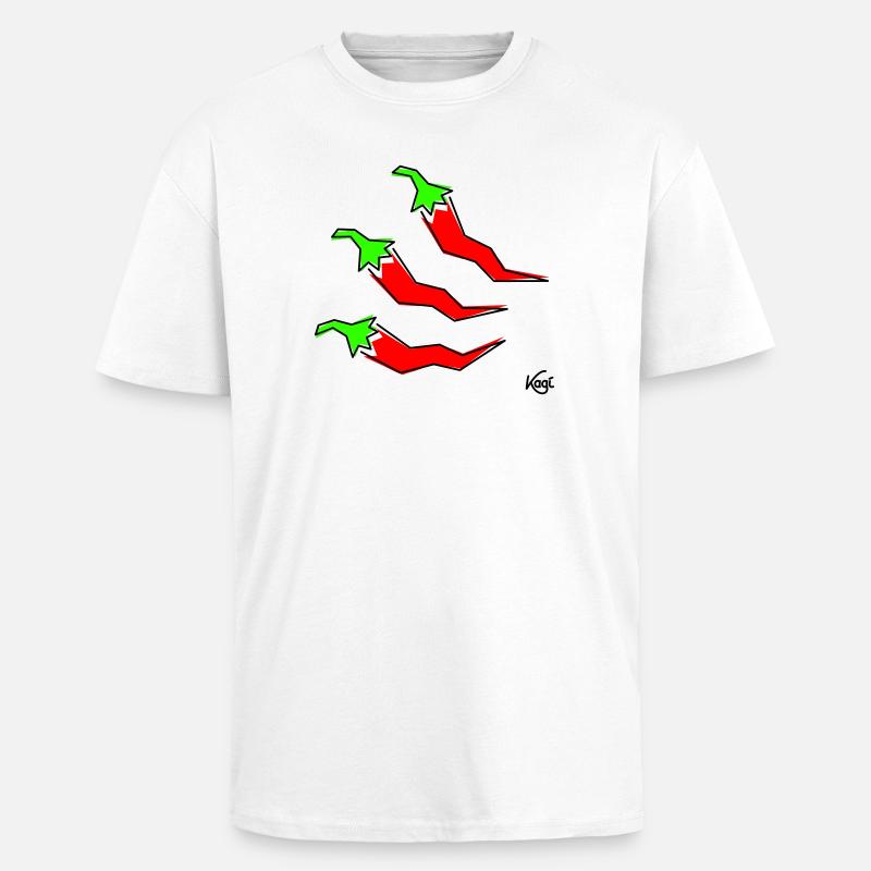 trois pepperonis - T-shirt unisexe oversize épais - blanc