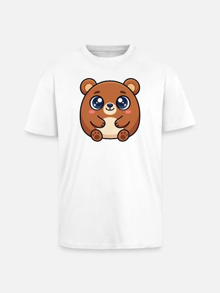 Cuddly bear with big sparkling eyes - Unisex Oversized Heavyweight T-shirt - white