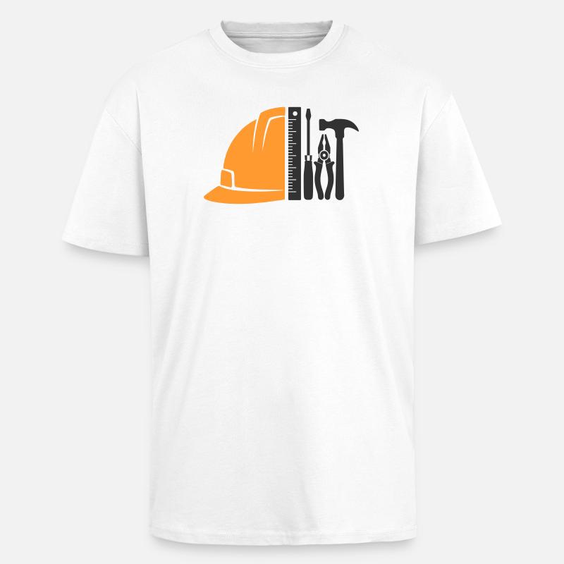 Tool & Construction Helmet – Craftsman Logo - Unisex Oversized Heavyweight T-shirt - white