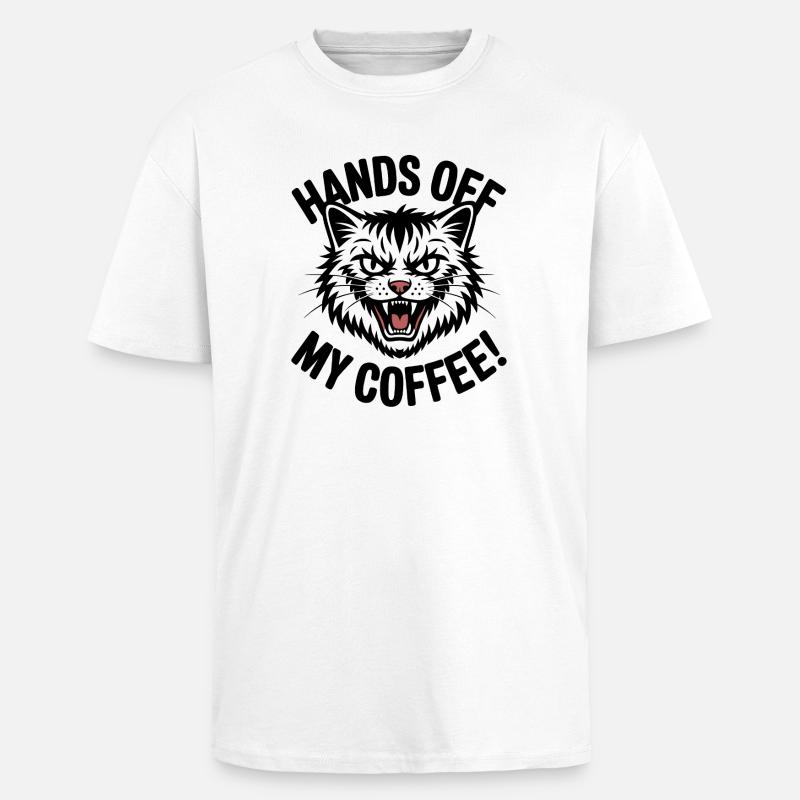 Grumpy Kaffeekatze - Oversized Heavyweight Unisex T-Shirt - Weiß