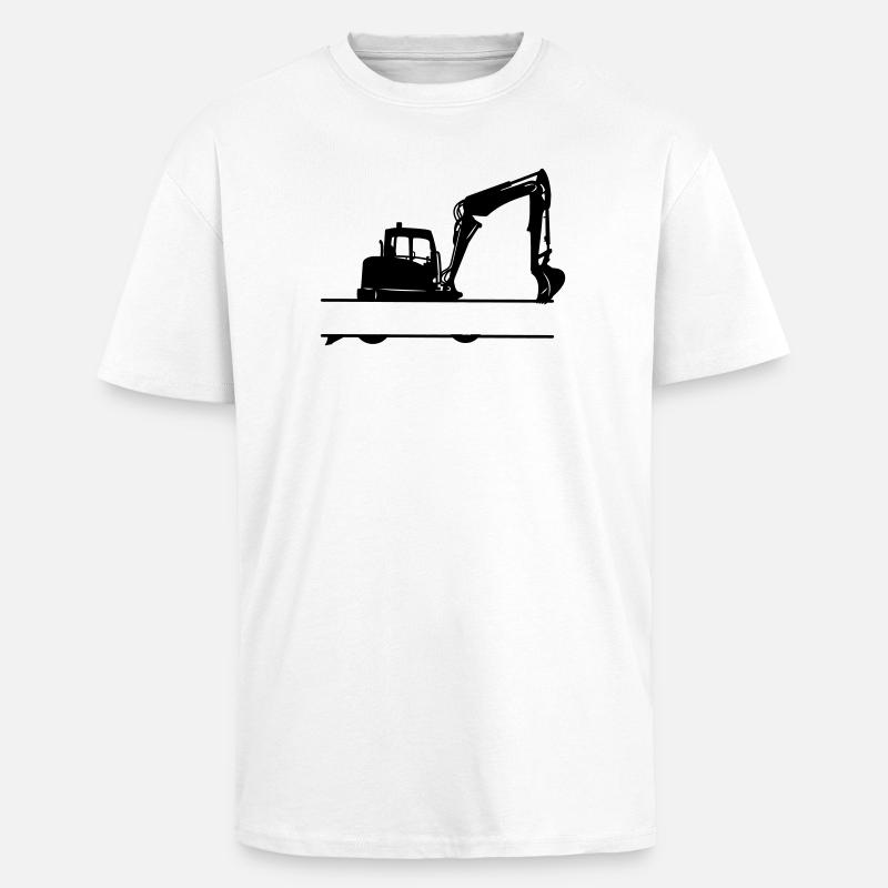 Excavator Custom – Heavy Equipment - Unisex Oversized Heavyweight T-shirt - white