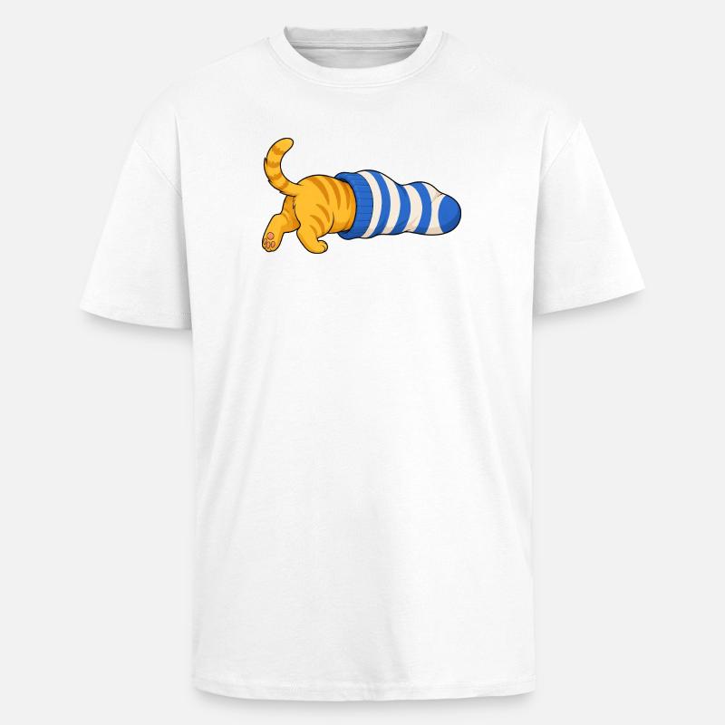 Chat dans la chaussette - T-shirt unisexe oversize épais - blanc