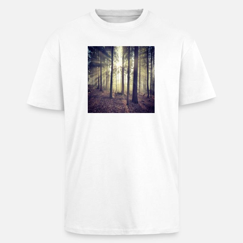 Sunbeams Forest Light - Unisex Oversized Heavyweight T-shirt - white