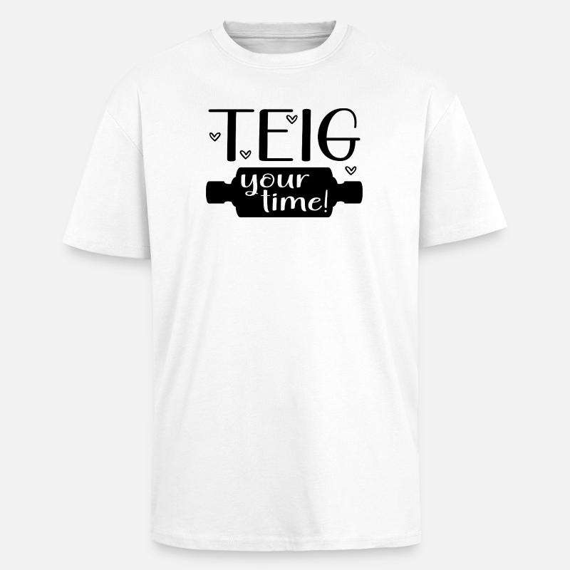 Teigrolle Backen Zeit - Oversized Heavyweight Unisex T-Shirt - Weiß