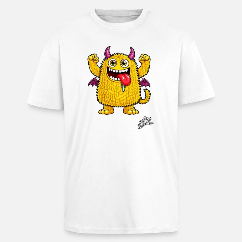Monstre orange - T-shirt unisexe oversize épais - blanc