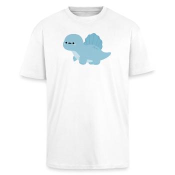 Spinosaurus Nelly - Unisex Oversized Heavyweight T-shirt - white - Front - Alina (178cm) & Michal (187cm)