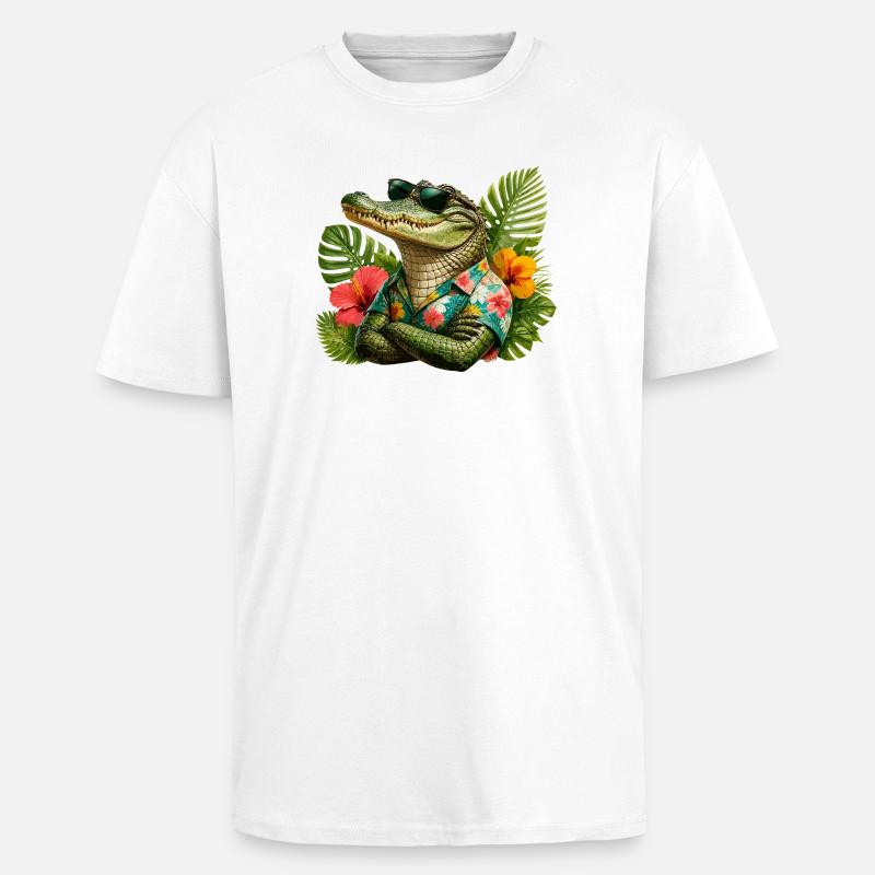 Look hawaïen d’alligator - T-shirt unisexe oversize épais - blanc